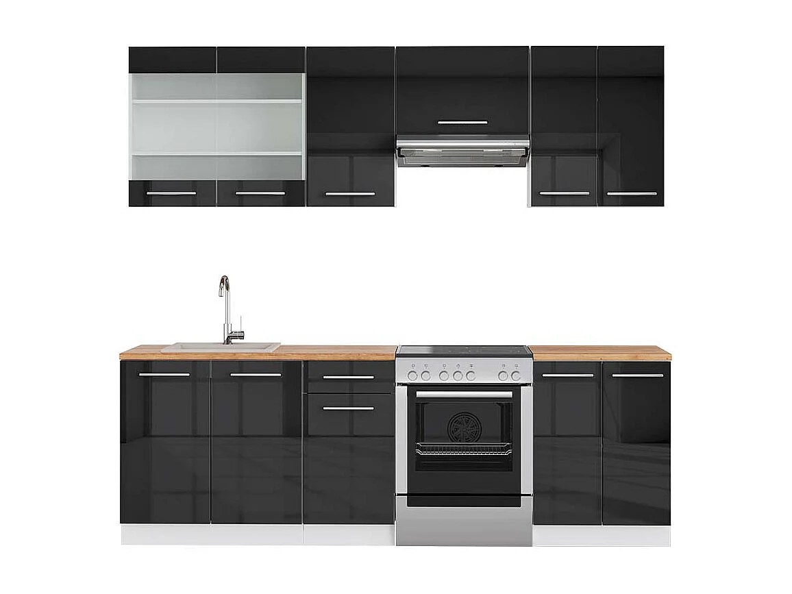 Cucina componibile antracite lucido/bianco 240x60x81.6 fame-line