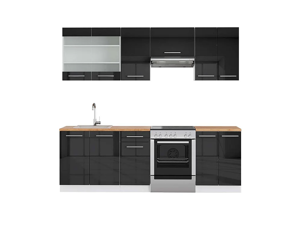 Kitchenette antracite alto brilho/branco 240x60x81.6 fame-line