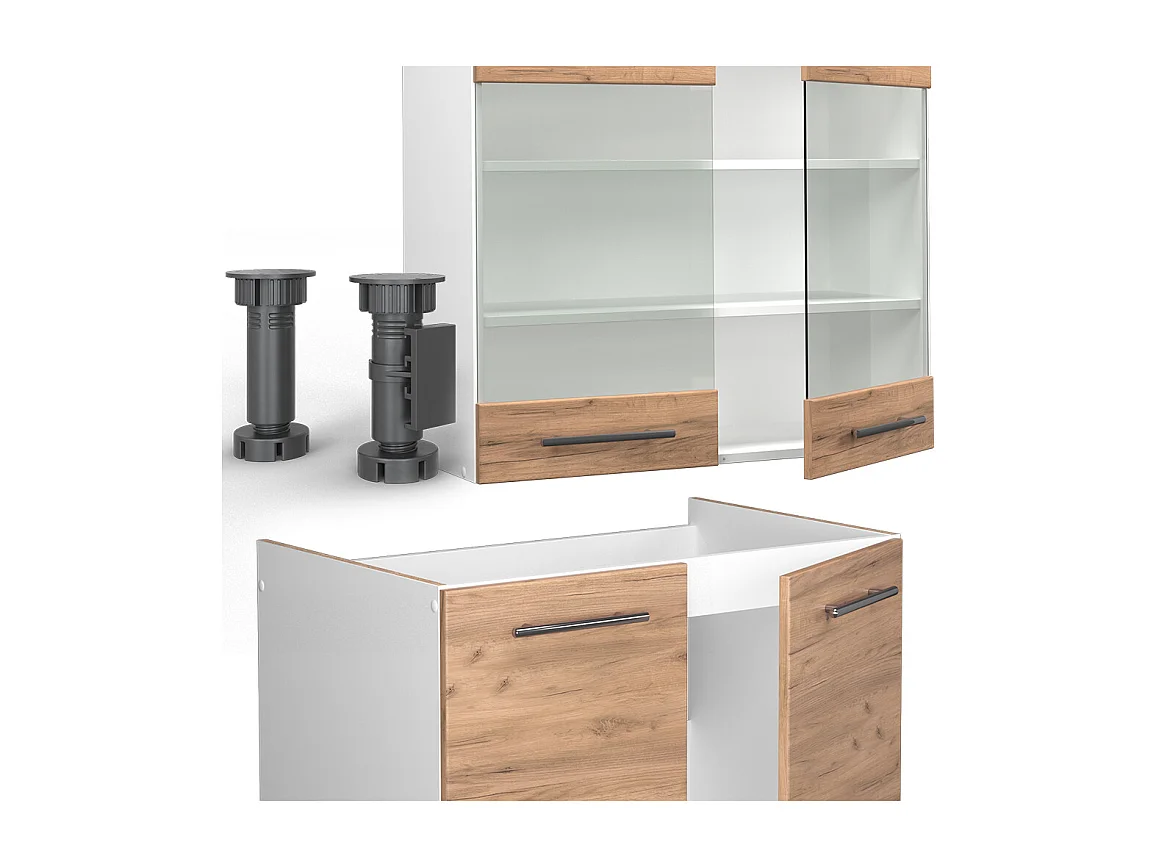 Mueble de cocina oro potencia roble/blanco 200x60x81.6 fame-line