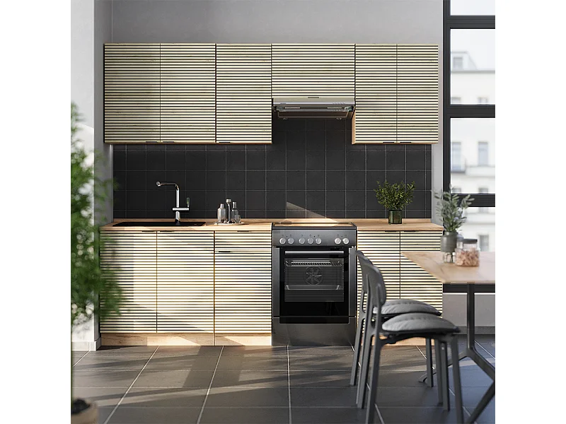 Mueble de cocina panel de roble/roble goldkraft 240x60x81.6 fame-line