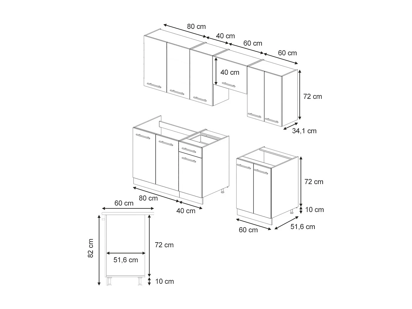 Mueble de cocina panel de roble/roble goldkraft 240x60x81.6 fame-line