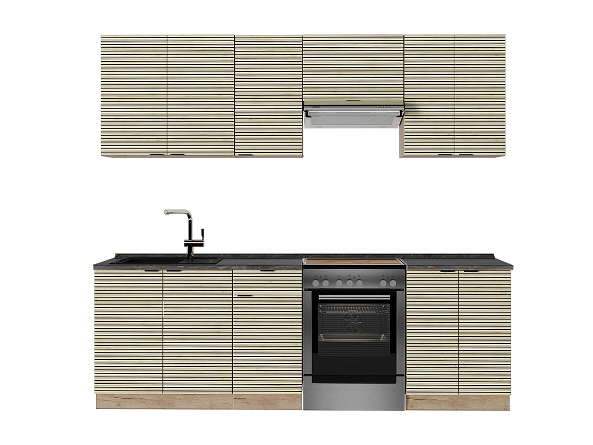 Cuisine chêne lambris/chêne doré 240x60x81.6 fame-line