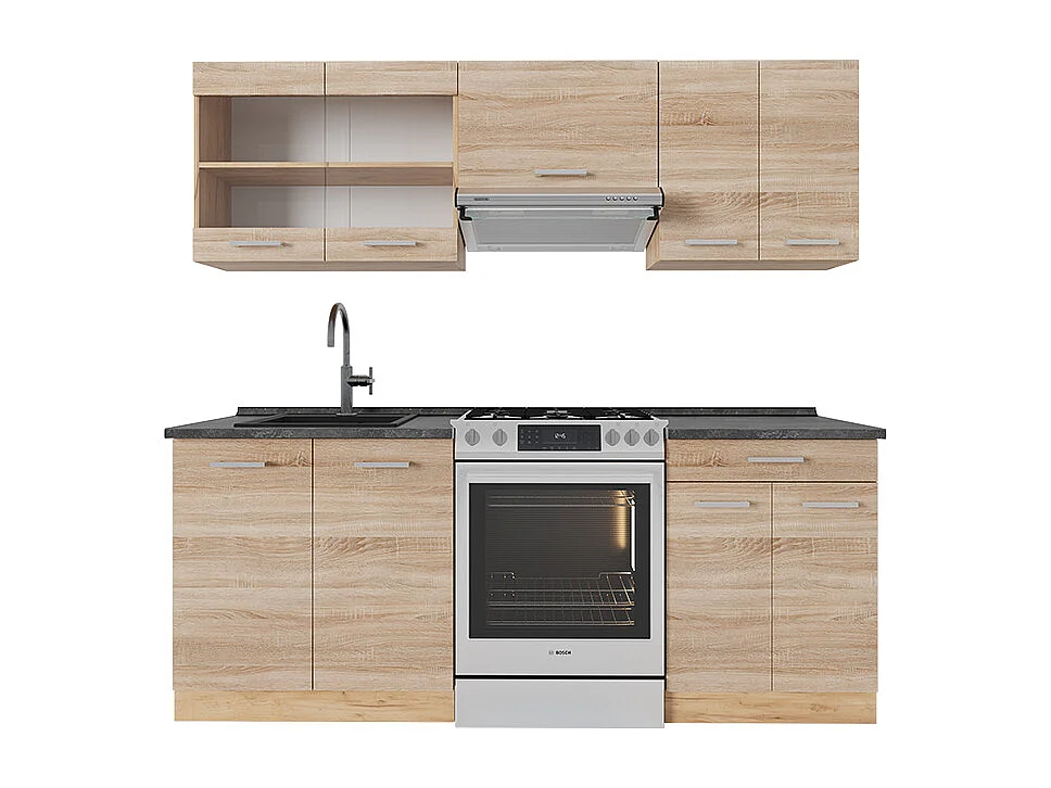 Køkkenrække sonoma/goldkraft eg 200x60x81.6 r-line