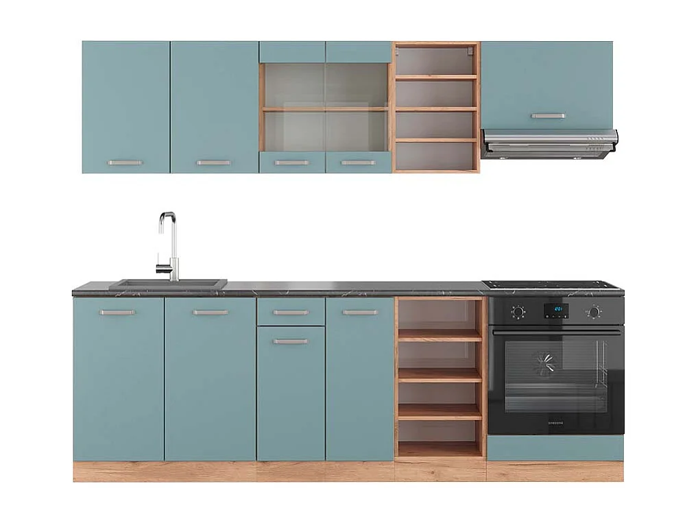 Cucina componibile rovere blu-grigio/oro 240x60x81.6 r-line