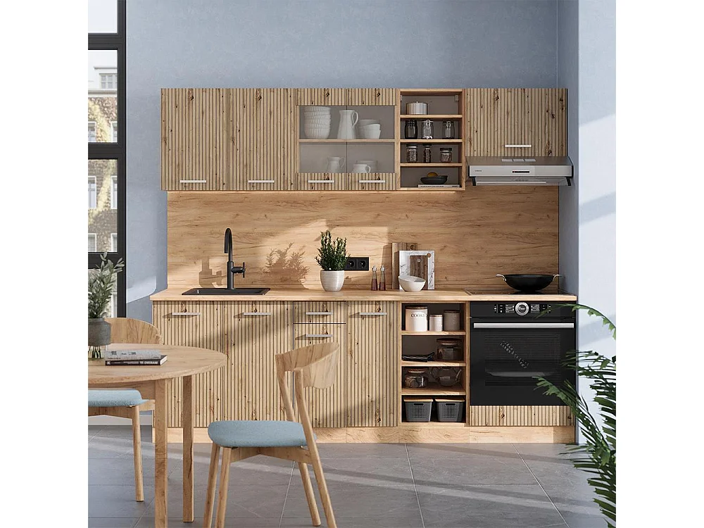 Køkkenrække artisan eg/goldkraft eg 240x60x81.6 r-line