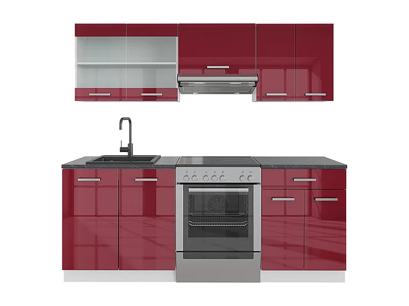 Complete keukeneenheid rood hoogglans/wit 200x60x81.6 r-line
