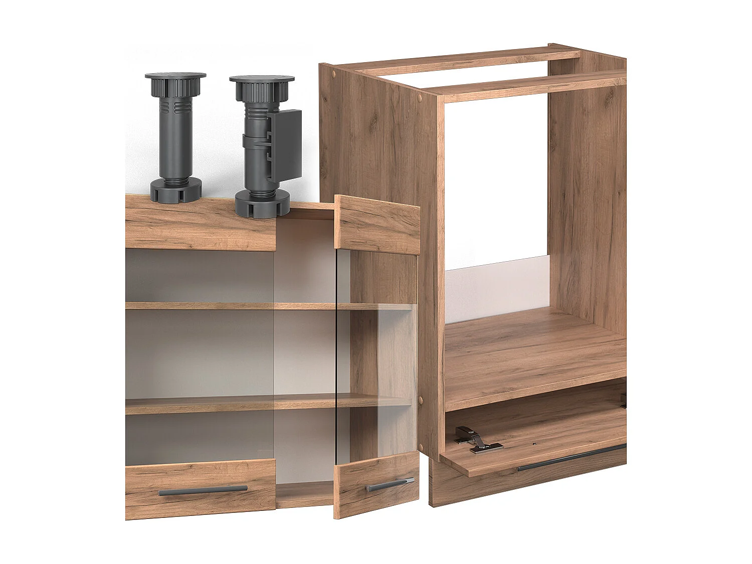 Cocina esquinera roble dorado 227x60x81.6 fame-line