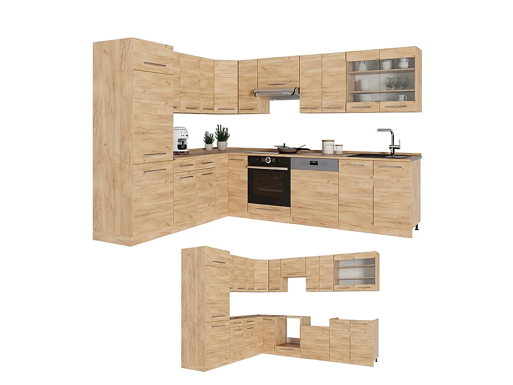 Cuisine en angle chêne de force doré/chêne de force doré 287x60x81.6 fame-line