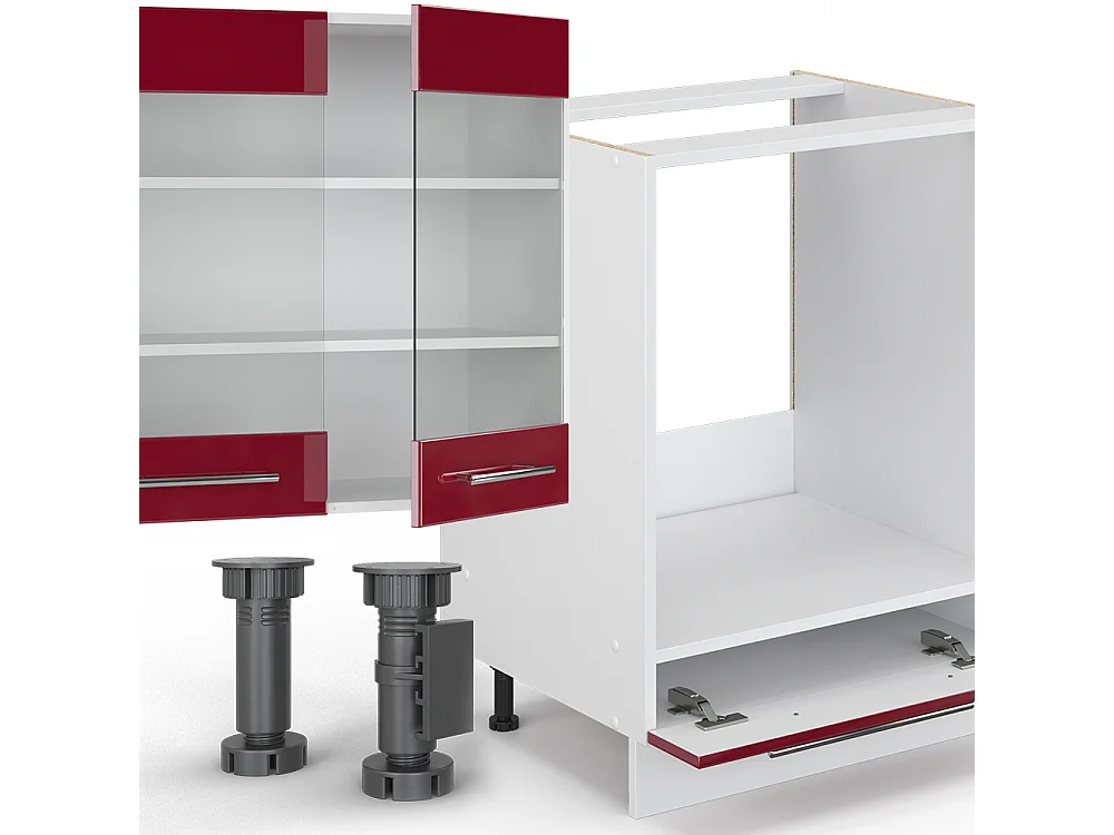 Mueble de cocina burdeos brillo intenso/blanco 300x46x81.6 fame-line