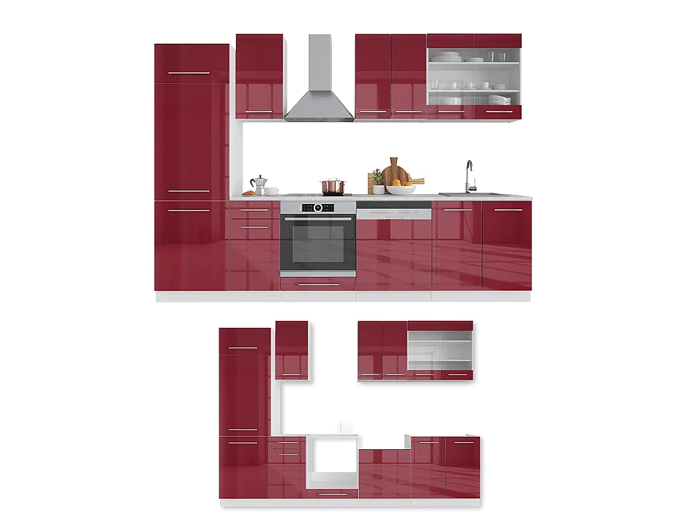 Pentry bordeaux högblank/vit 300x46x81.6 fame-line
