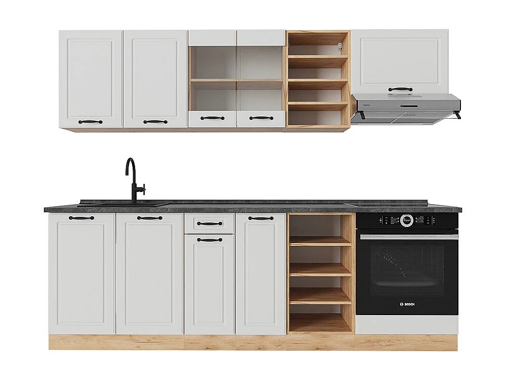 Cuisine blanc campagnard/chêne doré 240x60x81.6 r-line