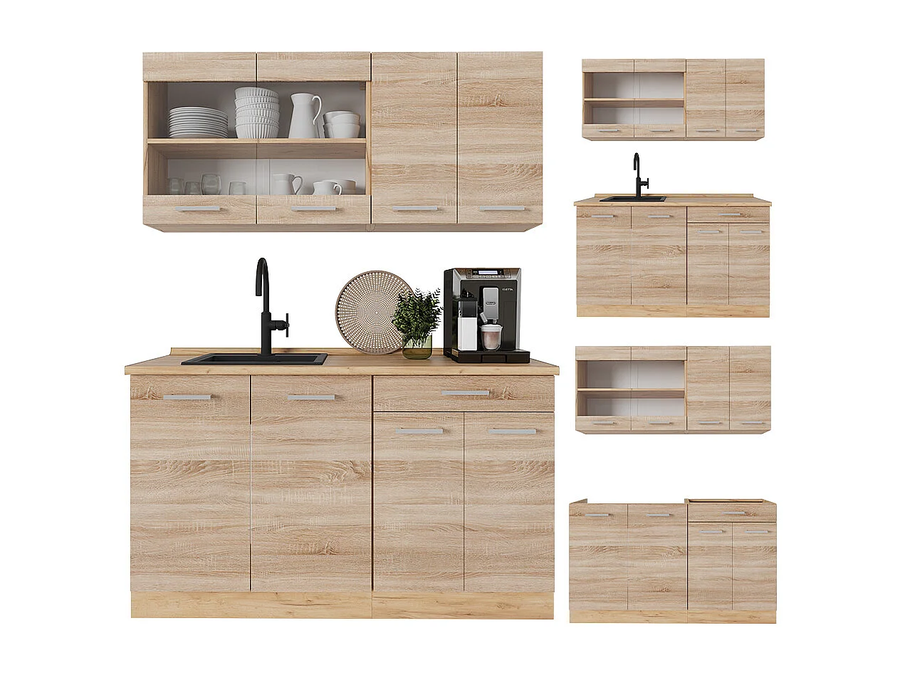 Cucina completa rovere sonoma/goldkraft 140x46x81.6 r-line