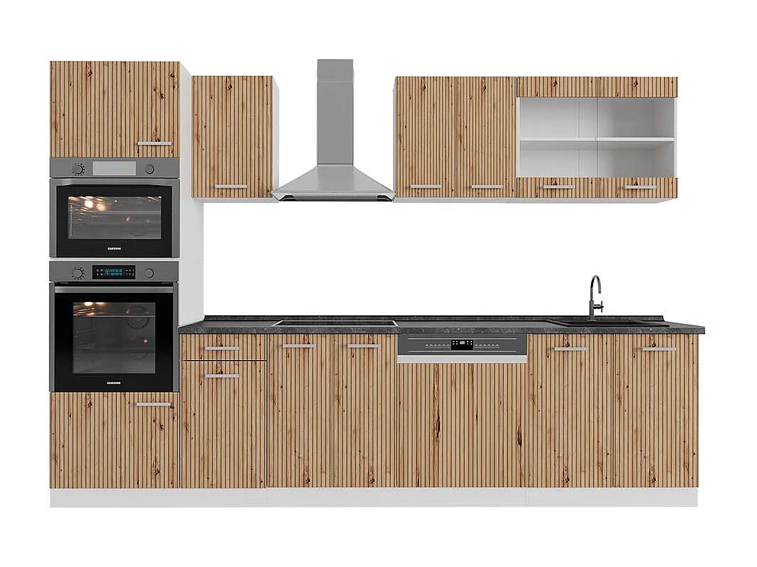 Cuisine artisan chêne/blanc 300x60x81.6 r-line