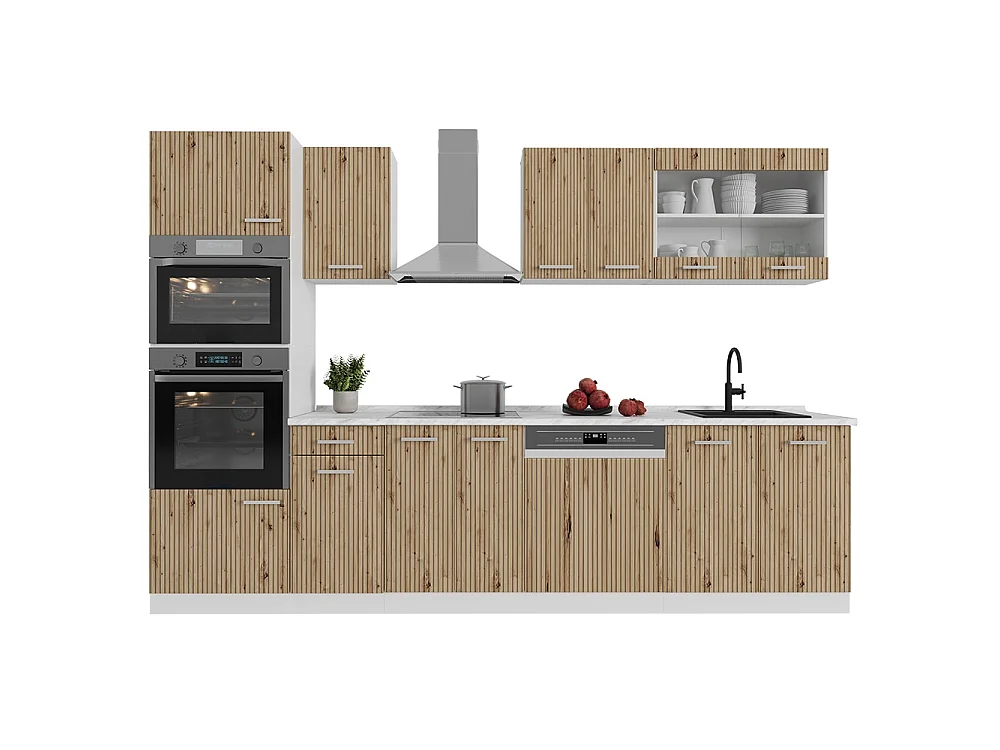 Cuisine artisan chêne/blanc 300x60x81.6 r-line