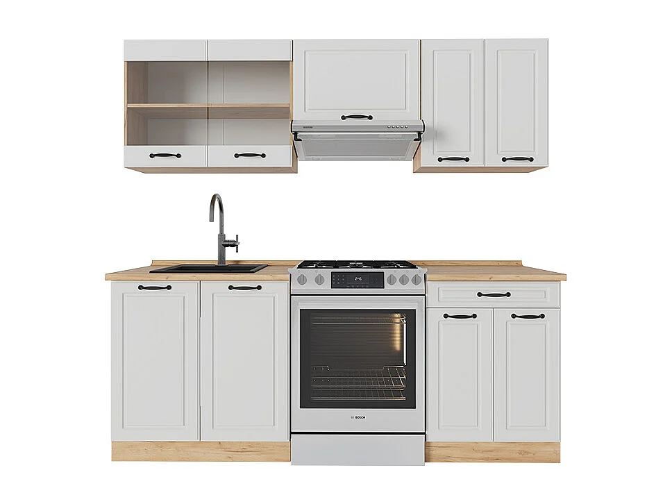 Cuisine blanc campagnard/chêne doré 200x60x81.6 r-line