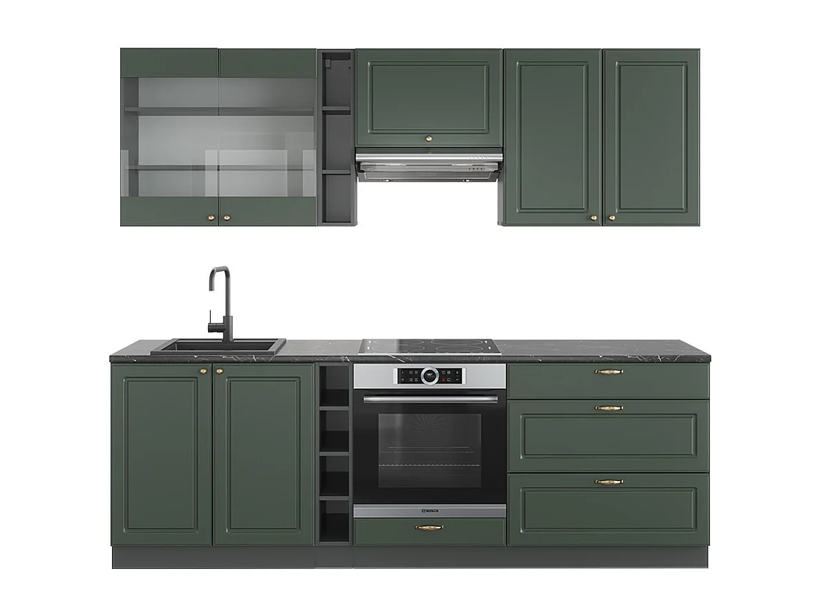 Cuisine vert et or campagne/anthracite 235x46x81.6 fame-line