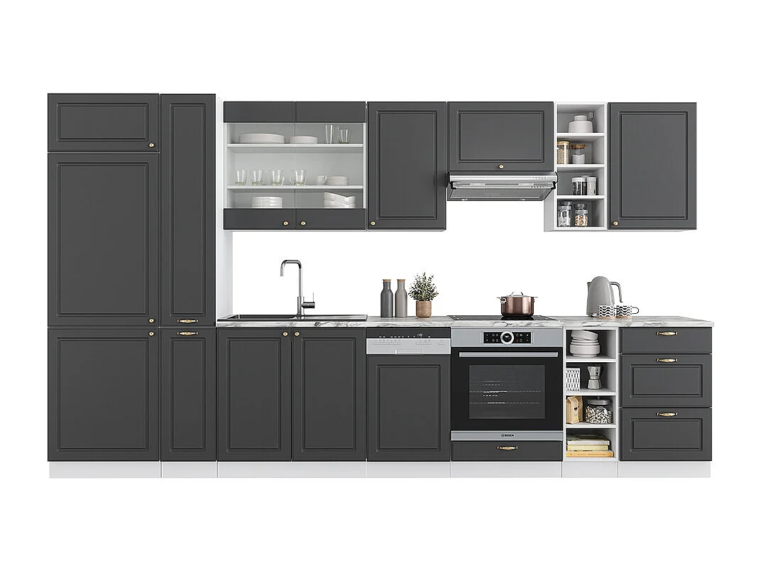 Cuisine anthracite-or/blanc 355x60x81.6 fame-line