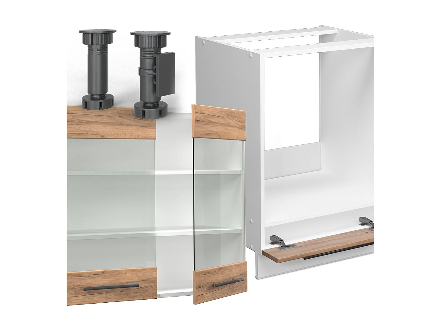 Cuisine en angle chêne doré/blanc 190x60x81.6 fame-line