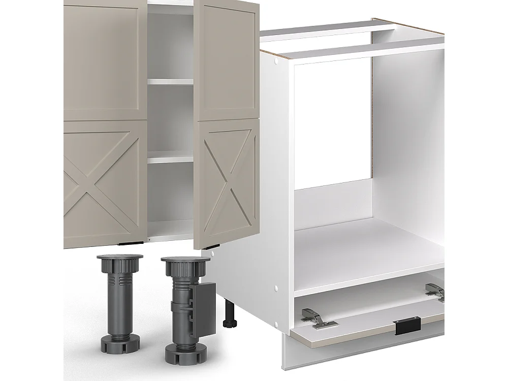 Cuisine en angle grisbeige/blanc 347x60x81.6 fame-line