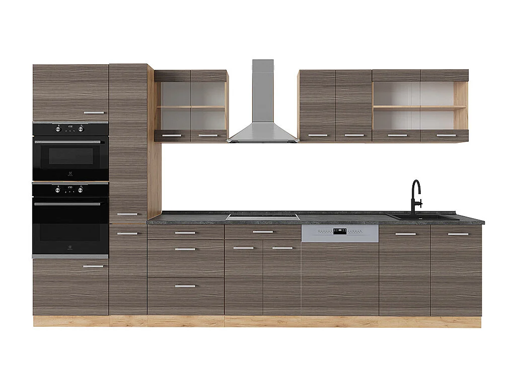 Cuisine complète  gris noble/chêne doré 350x60x81.6 r-line