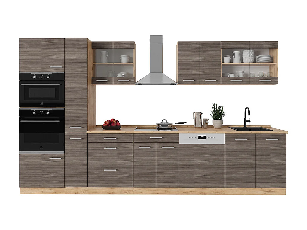 Cuisine complète  gris noble/chêne doré 350x60x81.6 r-line