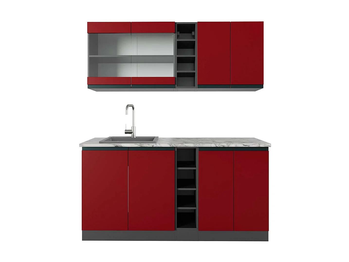 Cuisine rouge/anthracite 160x60x81.6 r-line