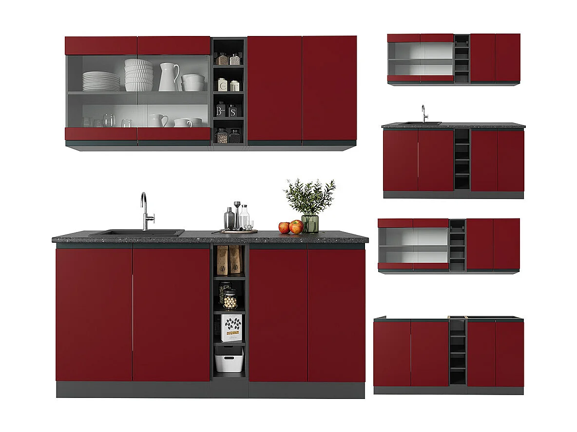 Cuisine rouge/anthracite 160x60x81.6 r-line