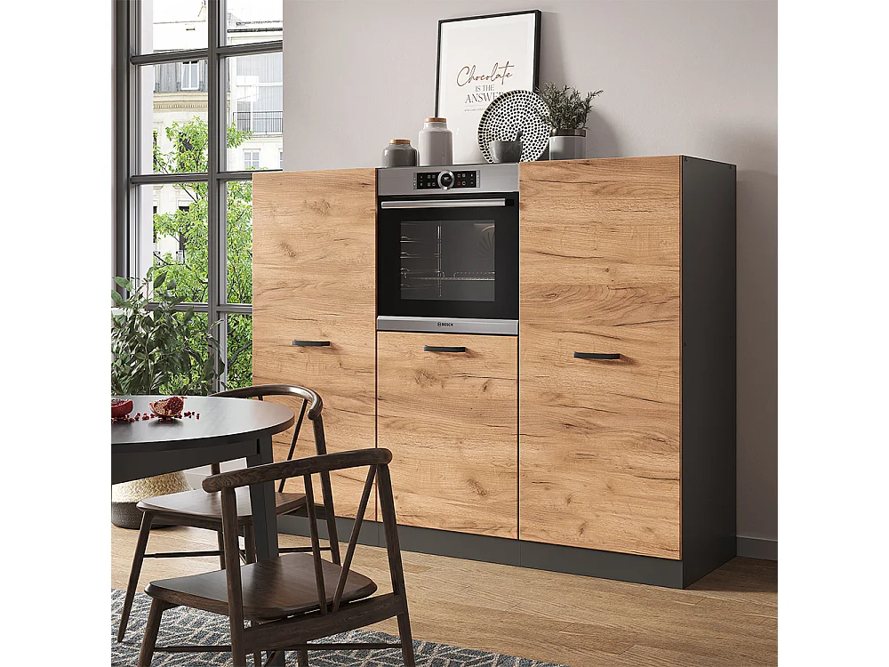 Cucine componibili piccole quercia dorata/antracite 180x46x81.6 r-line