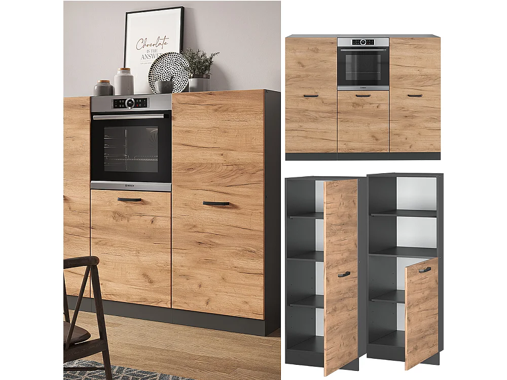 Cucine componibili piccole quercia dorata/antracite 180x46x81.6 r-line