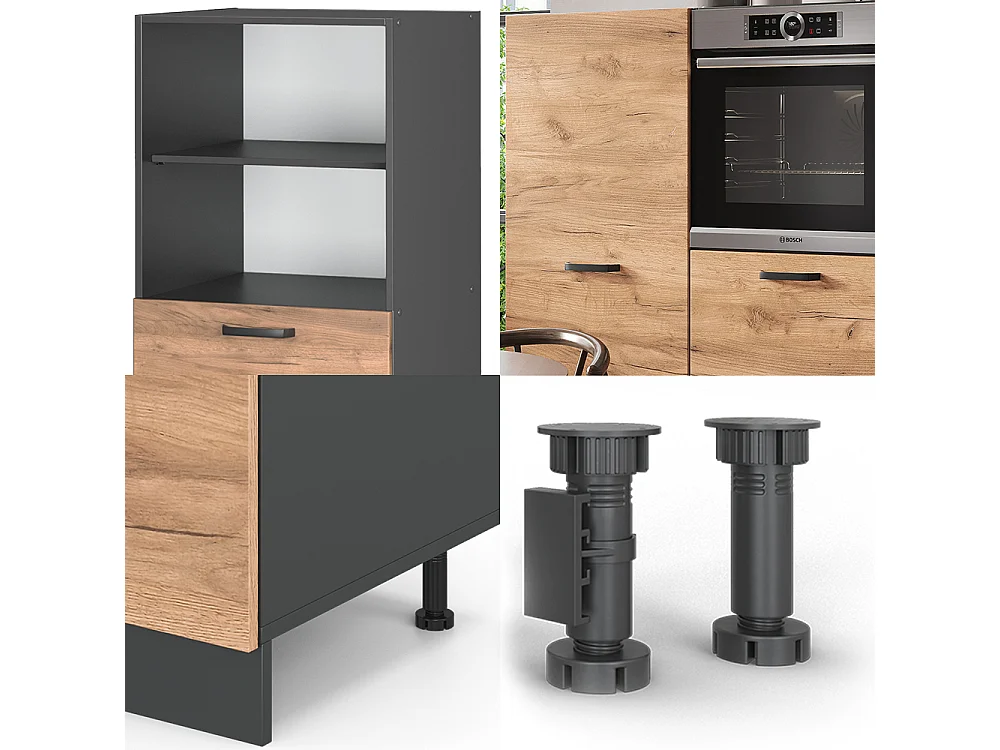 Bloc cuisine chêne doré/anthracite 180x46x81.6 r-line