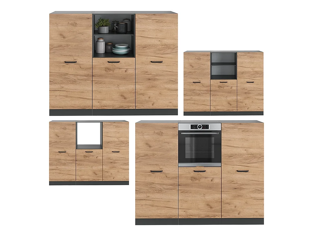 Bloc cuisine chêne doré/anthracite 180x46x81.6 r-line