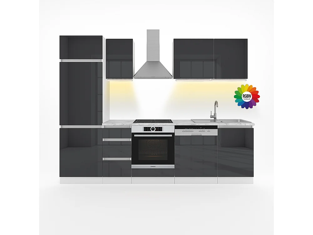 Cucina componibile antracite lucido/bianco 270x46x81.6 optima