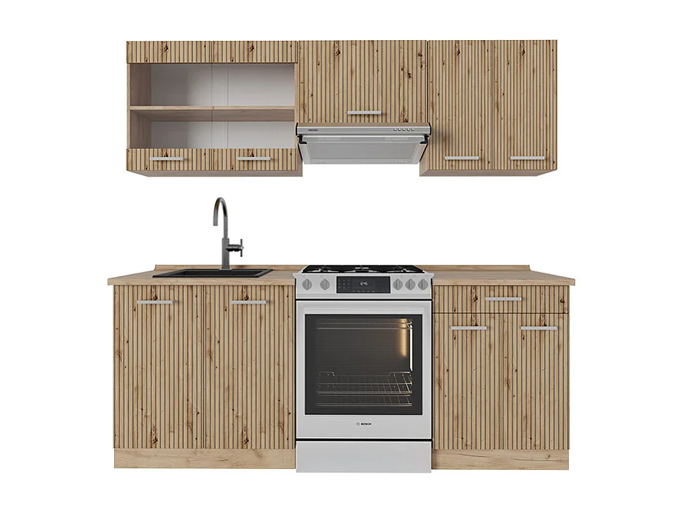 Cucina componibile rovere artigianale/rovere goldkraft 200x60x81.6 r-line