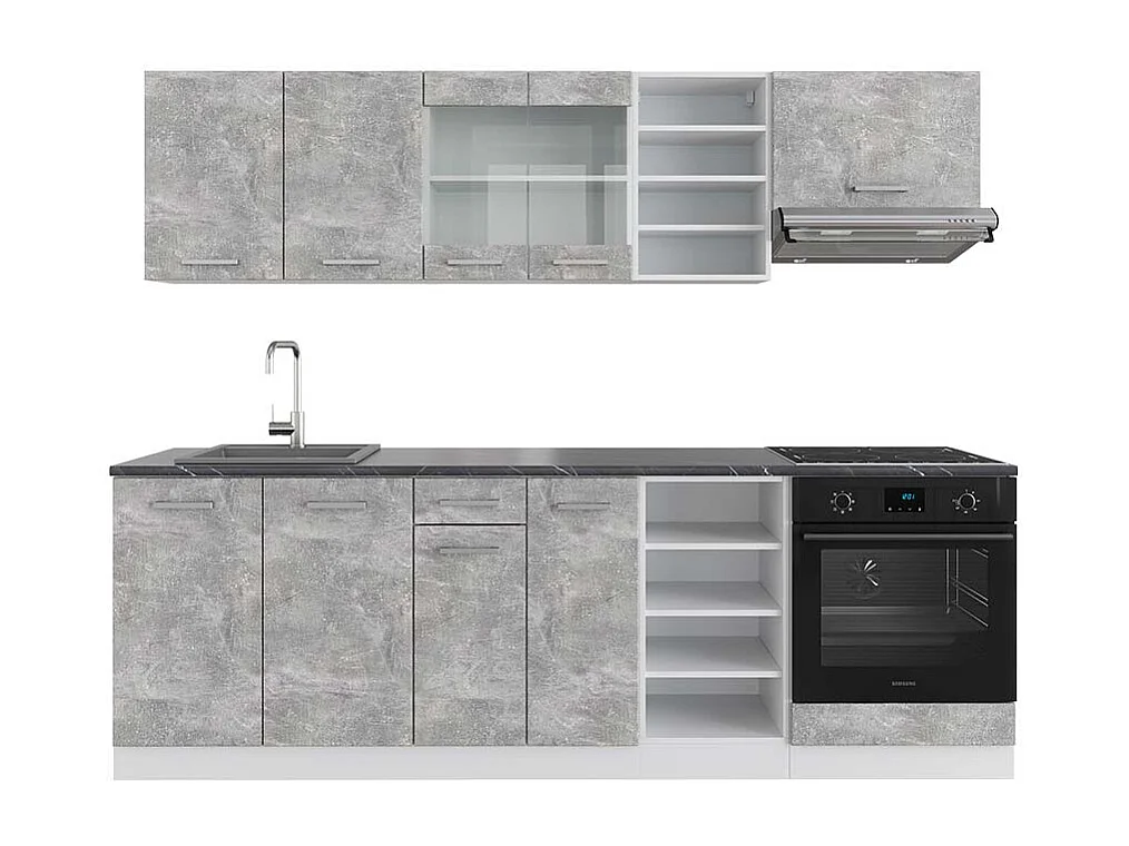 Cucina componibile cemento/bianco 240x60x81.6 r-line