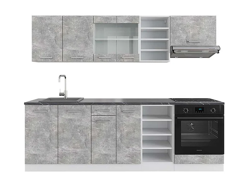 Cuisine béton/blanc 240x60x81.6 r-line