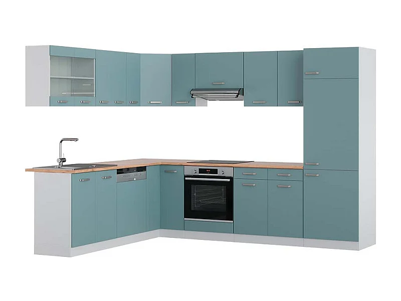 Cuisine en angle bleu-gris/blanc 287x60x81.6 r-line