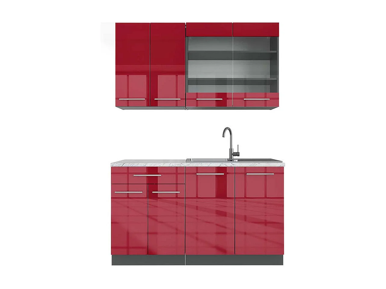 Cucina completa bordeaux lucido/antracite 140x60x81.6 fame-line