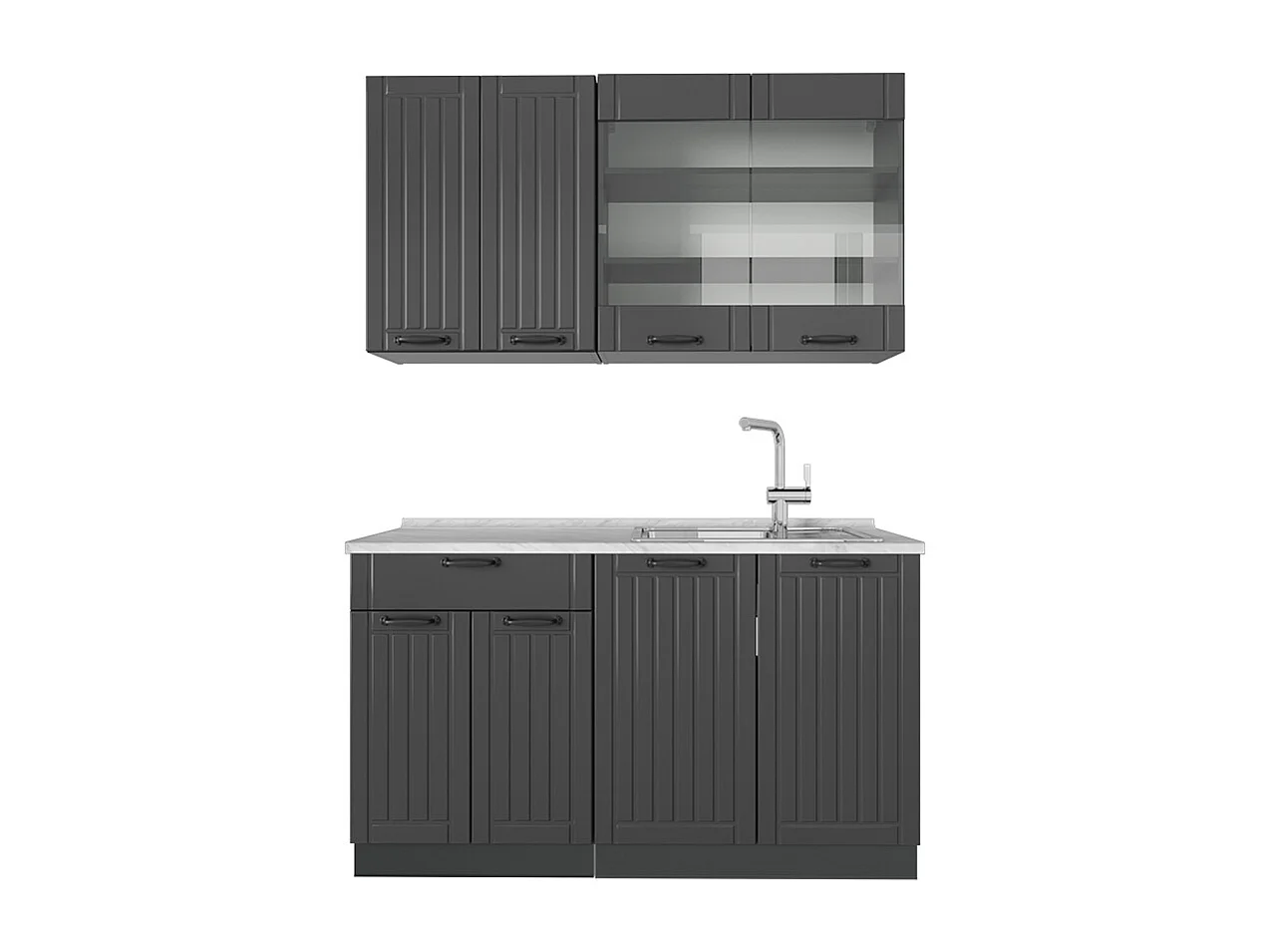 Cocina para solteros gris oscuro 140x60x81.6 fame-line