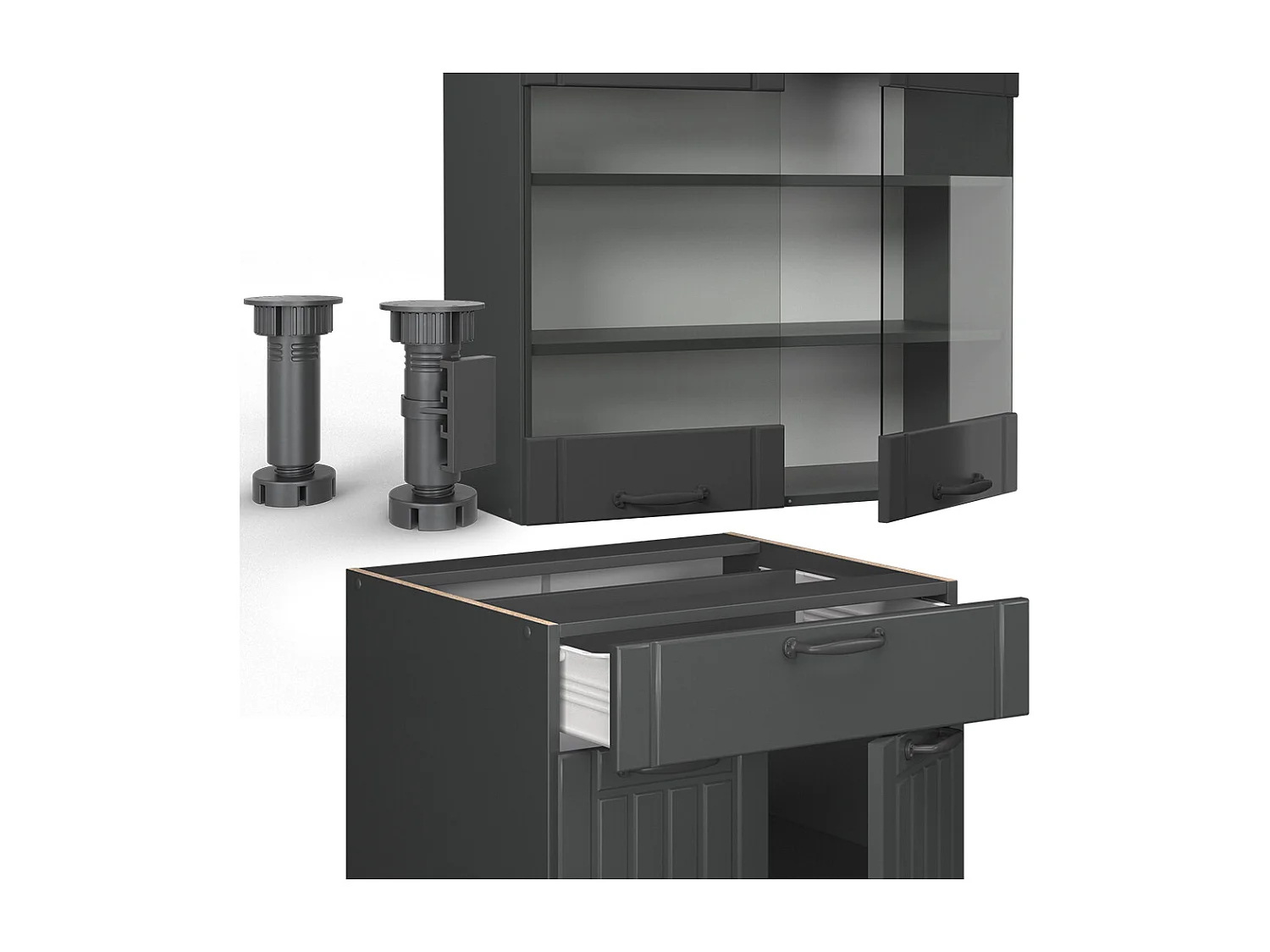 Cocina para solteros gris oscuro 140x60x81.6 fame-line