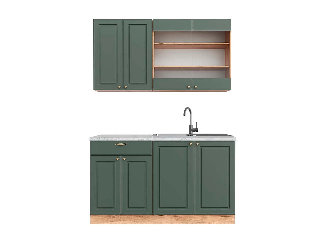 Cuisine chêne vert et or/chêne doré 140x60x81.6 fame-line