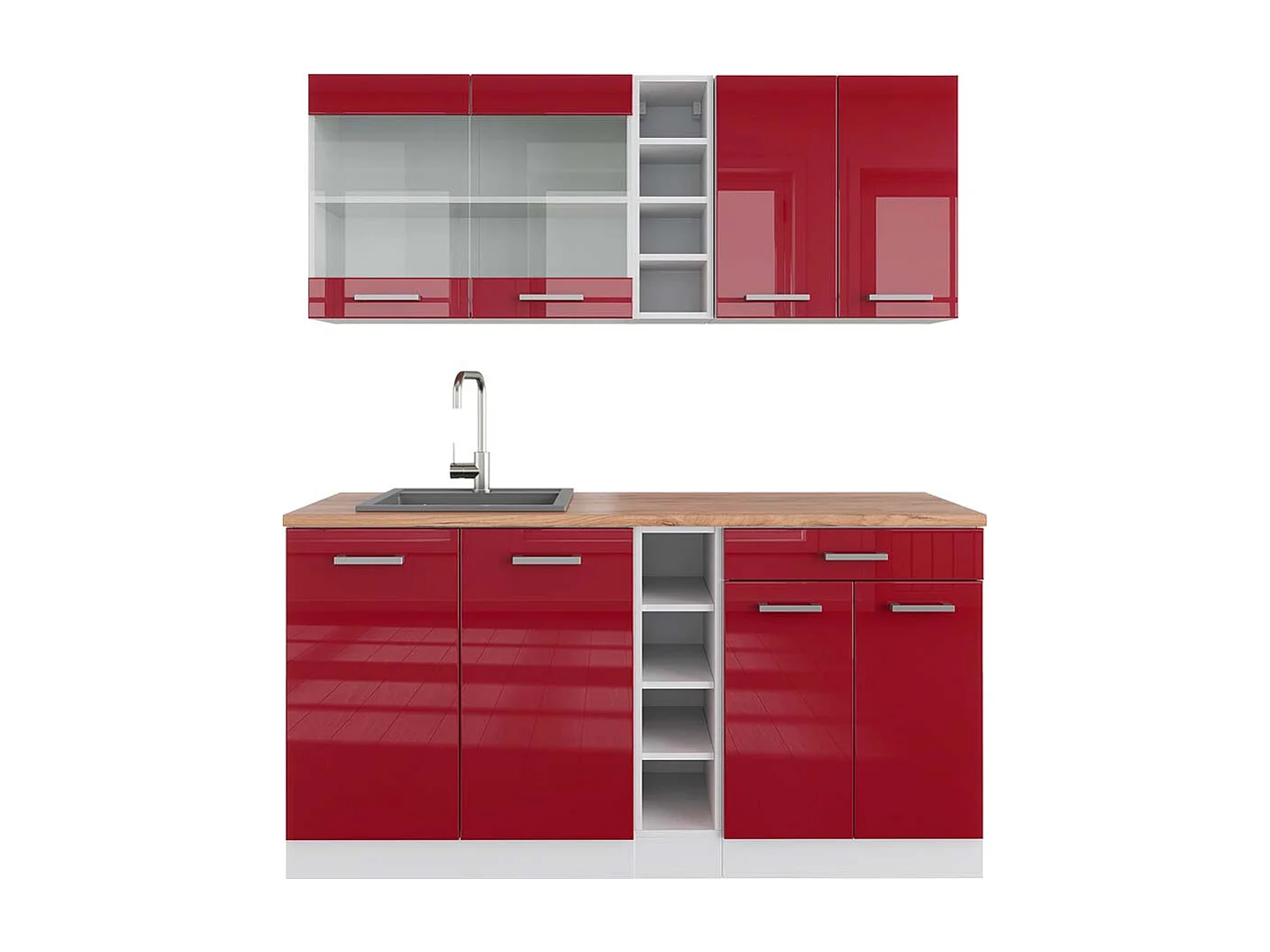 Cuisine rouge brillant/blanc 160x60x81.6 r-line