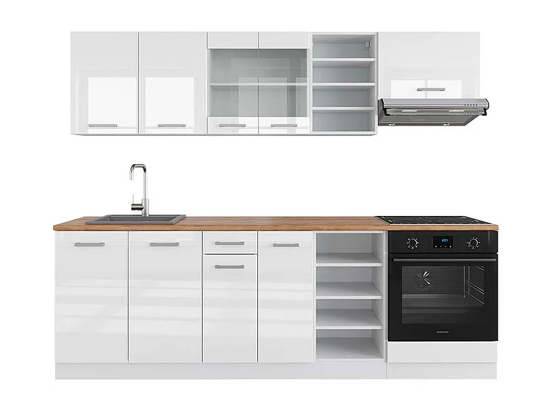 Mueble de cocina blanco alto brillo/blanco 240x60x81.6 r-line