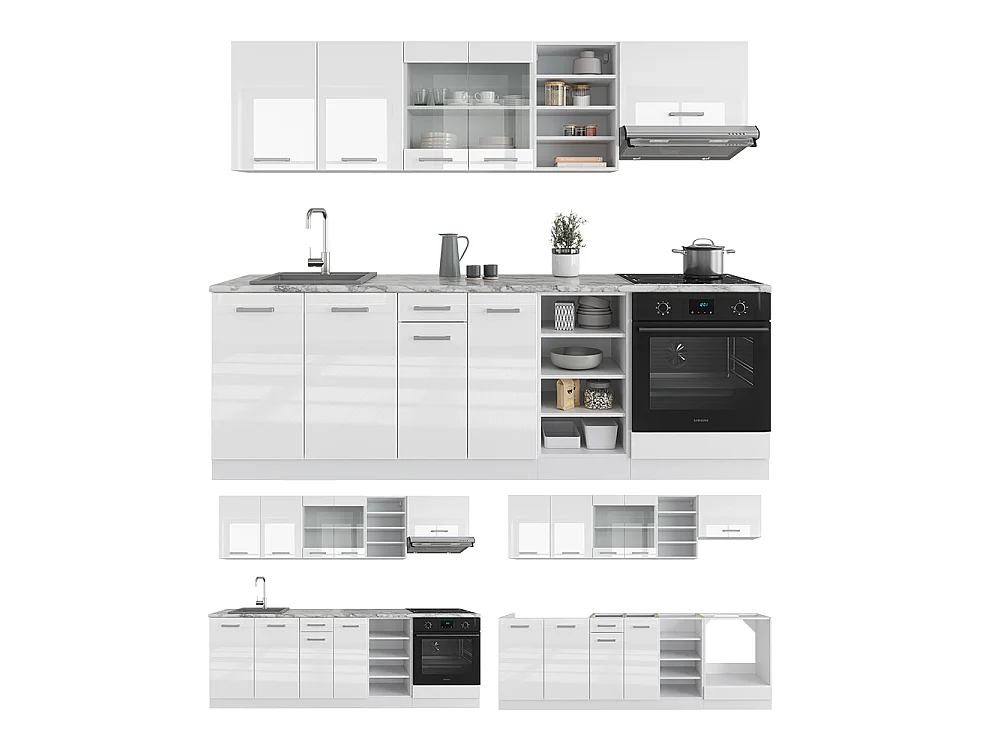 Cuisine blanc brillant/blanc 240x60x81.6 r-line