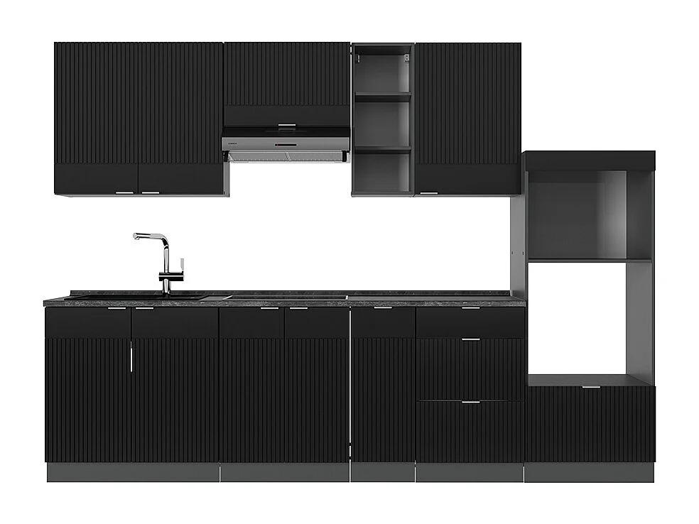 Cuisine noir rayé/anthracite 280x60x81.6 fame-line