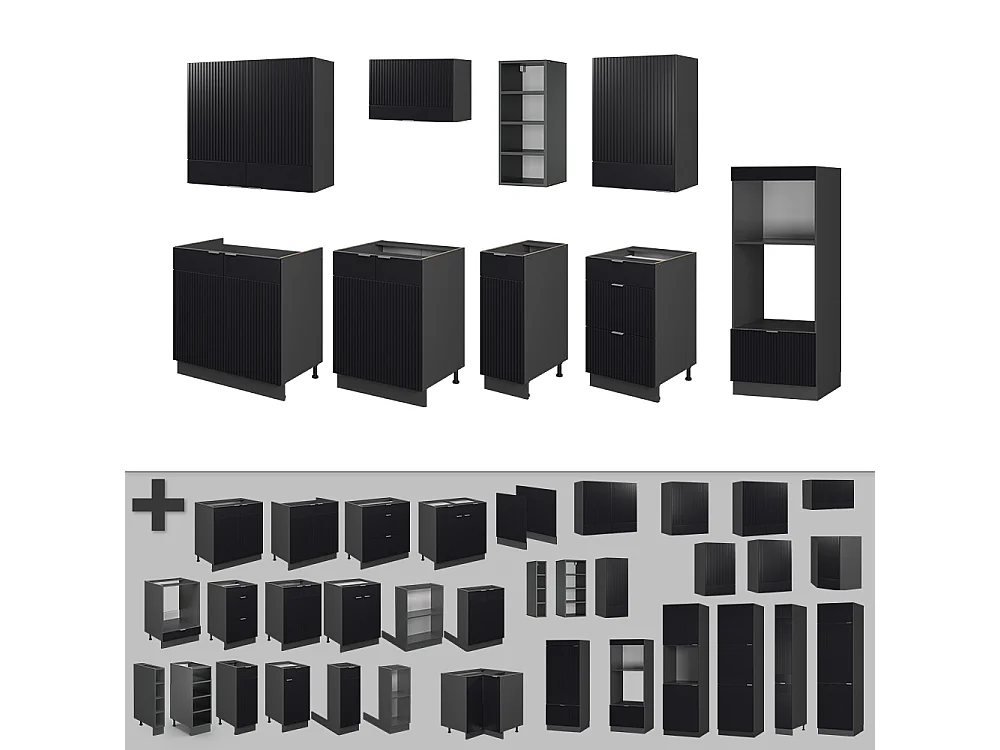 Cuisine noir rayé/anthracite 280x60x81.6 fame-line