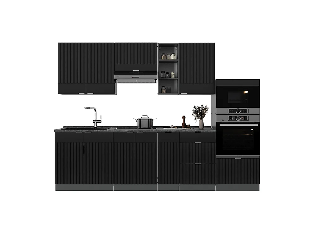 Mueble de cocina rayas negras/antracita 280x60x81.6 fame-line