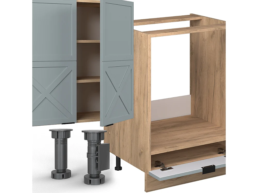 Cuisine bleu clair-gris/chêne force dor 300x46x81.6 fame-line