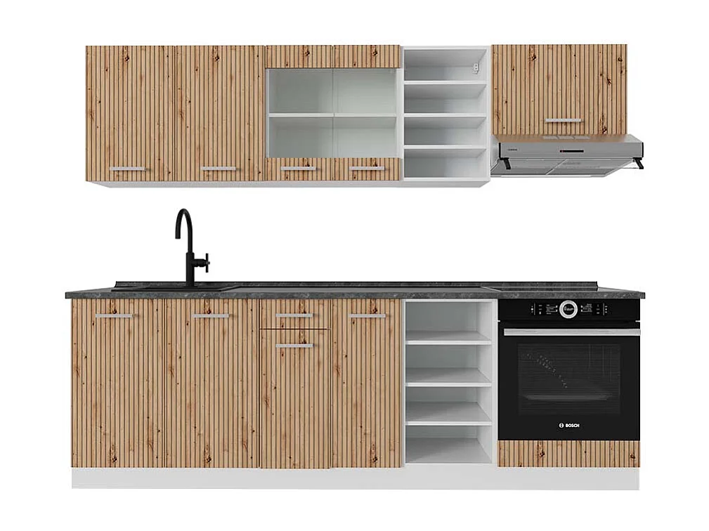 Cucina componibile rovere artigianale/bianco 240x60x81.6 r-line