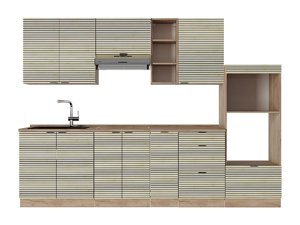 Cuisine chêne lambris/chêne doré 280x60x81.6 fame-line