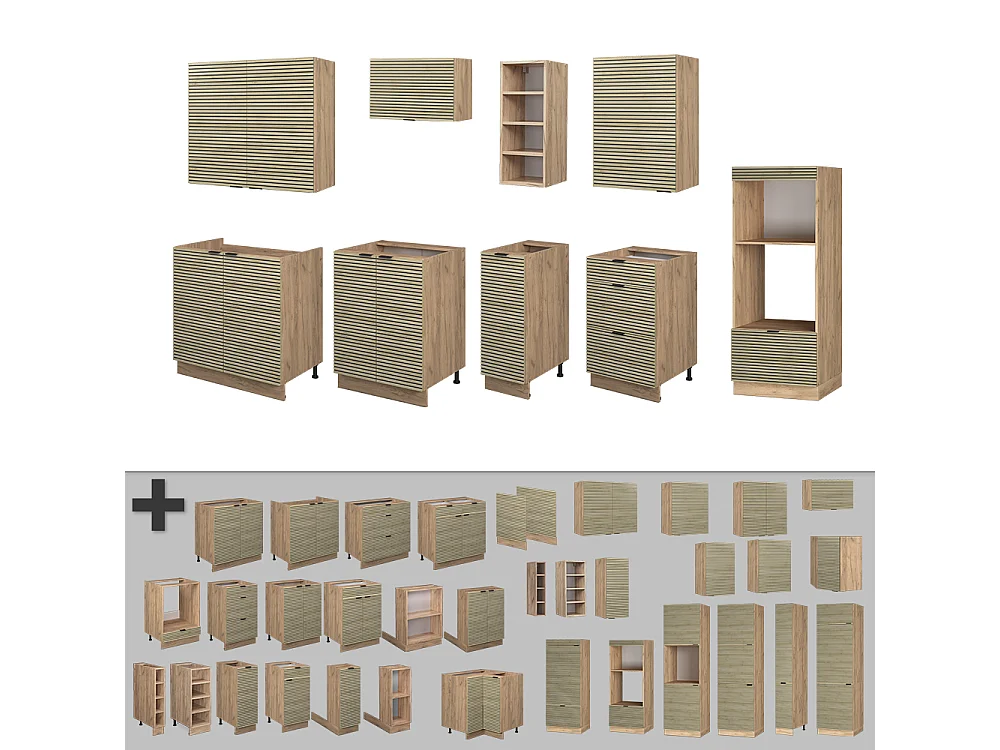 Cuisine chêne lambris/chêne doré 280x60x81.6 fame-line